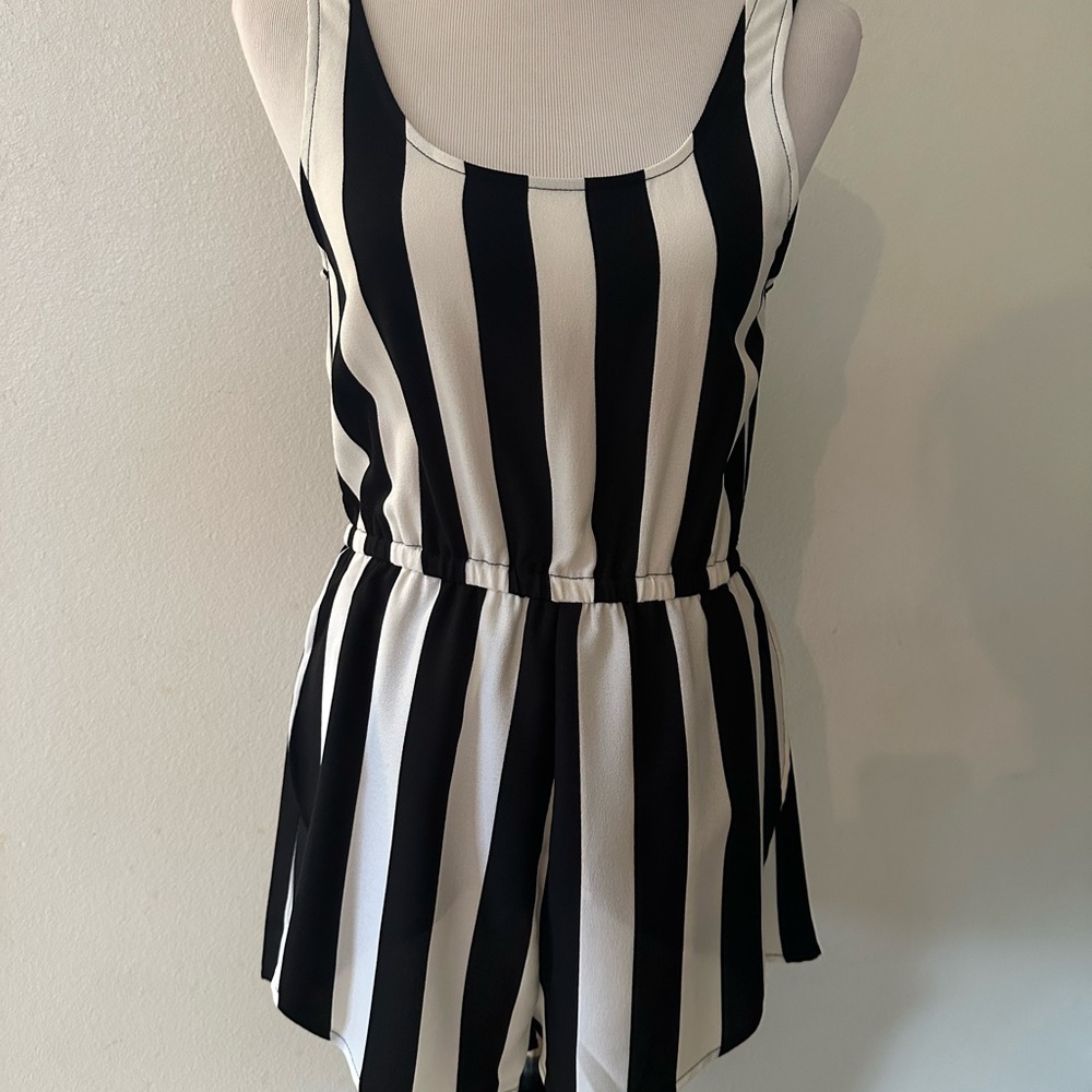 MINKPINK Monochrome Striped Jumpsuit